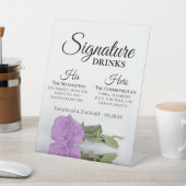 Signature Drinks Elegant Lilac Lila Rose Hochzeit Sockelschild (In SItu)