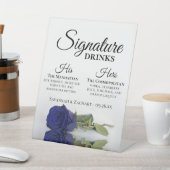Signature Drinks Elegant Navy Blue Rose Hochzeit Sockelschild (In SItu)