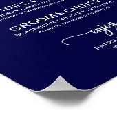Signature Drinks Elegant Navy Blue Wedding Signatu Poster (Ecke)