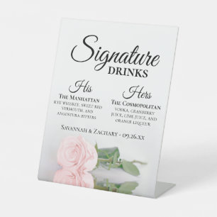 Signature Drinks Elegant Rosa Hochzeit Sockelschild