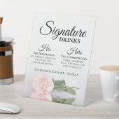Signature Drinks Elegant Rosa Hochzeit Sockelschild (In SItu)