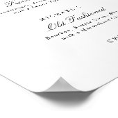 Signature Drinks Elegant Simple Wedding Bar Sign Poster (Ecke)