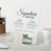 Signature Drinks Elegant White Rose Hochzeit Sockelschild (In SItu)