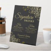 Signature Drinks Elegante Black & Gold Hochzeit Ba Sockelschild (In SItu)