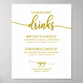 Signature Drinks Elegante Gold Script Hochzeitszei Poster (Vorne)
