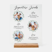 Signature Drinks Elegante Haustiere Hochzeit 3 Fot Acrylschild (Vorderseite)