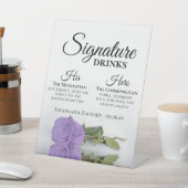 Signature Drinks Elegante Lavendel Rose Hochzeit Sockelschild (In SItu)
