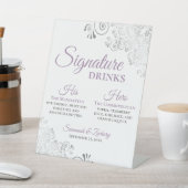Signature Drinks Elegante Lavendel & Silver Weddin Sockelschild (In SItu)