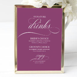 Signature Drinks Elegante rosa Cassis Hochzeitssym Poster