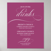 Signature Drinks Elegante rosa Cassis Hochzeitssym Poster (Vorne)
