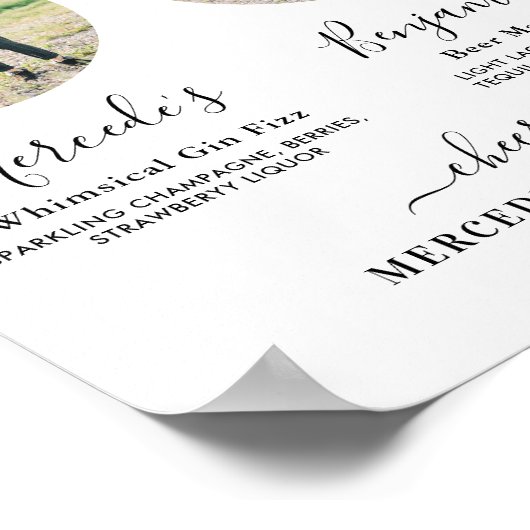 Signature Drinks Elegantes Foto Hochzeit Bar Poster (Ecke)