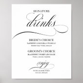 Signature Drinks Elegantes Schwarzes Skript Poster (Vorne)