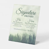 Signature Drinks Foggy Green Pine Trees Hochzeit Sockelschild (Vorderseite)