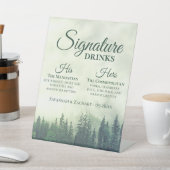 Signature Drinks Foggy Green Pine Trees Hochzeit Sockelschild (In SItu)