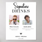 Signature Drinks Foto Hochzeit Bar Sign Elegant Poster (Vorne)