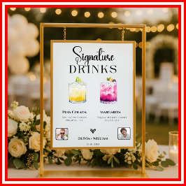 Signature Drinks Foto Hochzeit Bar Sign Elegant Poster