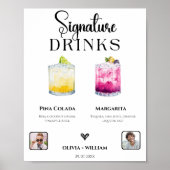 Signature Drinks Foto Hochzeit Bar Sign Elegant Poster (Vorne)