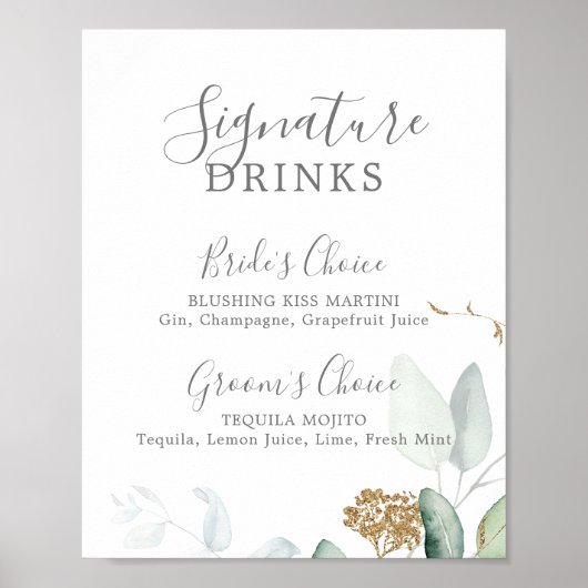 Signature Drinks für Airy Greenery und Gold Leaf Poster (Vorne)