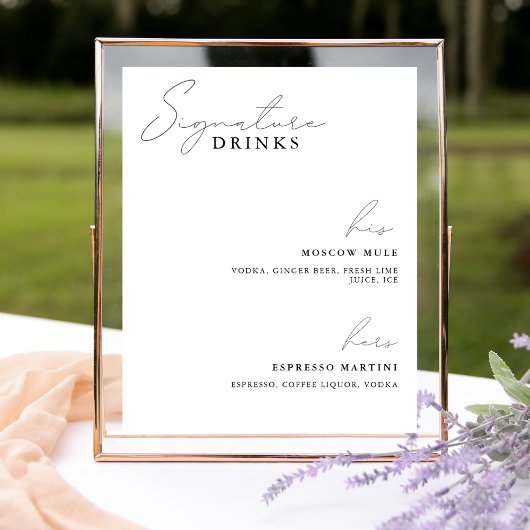 Signature Drinks für die schwarze Zeitlosigkeit de Poster