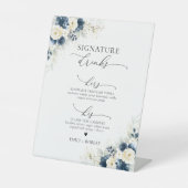 Signature Drinks für Navy Blue und White Roses Sockelschild (Vorderseite)