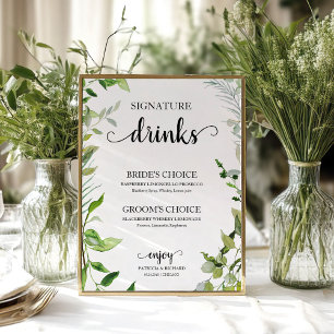 Signature Drinks Greenery Wasserfarbe Elegant Poster
