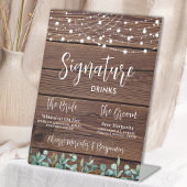 Signature Drinks Grüne String Lights Hochzeit Sockelschild