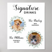 Signature Drinks Haustier Hochzeitcocktail Poster (Vorne)