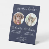 Signature Drinks Haustier Hund Hochzeit Foto Navy Sockelschild (Vorderseite)