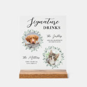 Signature Drinks Haustier Katze Custom Foto Hochze Acrylschild (Vorderseite)