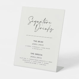 Signature Drinks Hochzeit modern minimalweiß Sockelschild