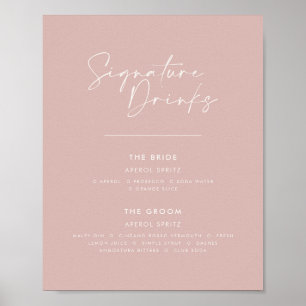 Signature Drinks Hochzeit moderne minimale rot rot Poster
