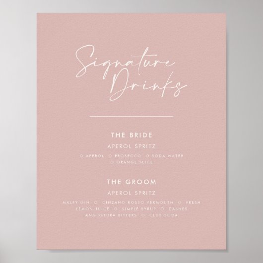 Signature Drinks Hochzeit moderne minimale rot rot Poster (Vorne)