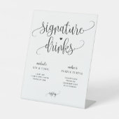 Signature Drinks Hochzeit Zeichen rustikale Kallig Sockelschild (Vorderseite)