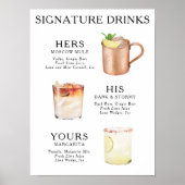 Signature Drinks Hochzeitcocktail Poster (Vorne)