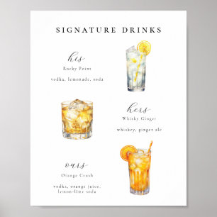 Signature Drinks Hochzeitcocktails Poster