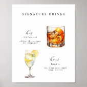 Signature Drinks Hochzeitcocktails Poster (Vorne)