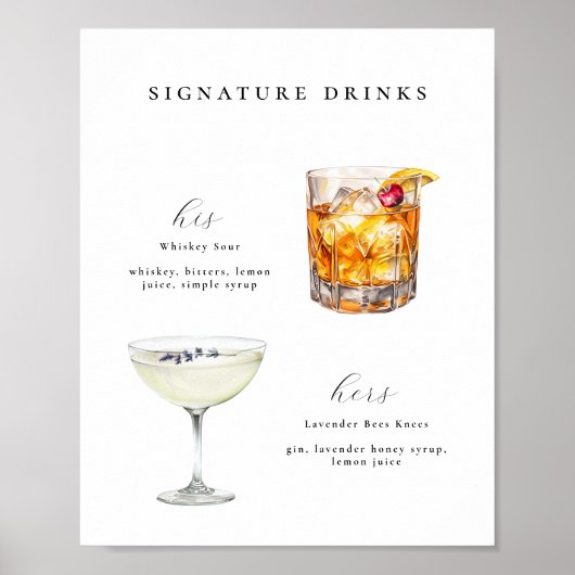 Signature Drinks Hochzeitcocktails Poster (Vorne)