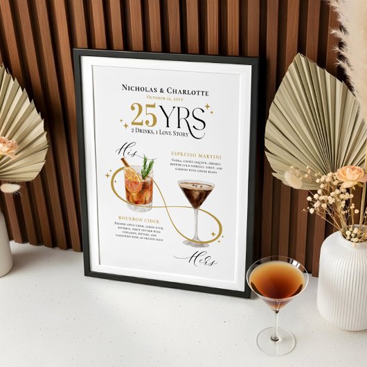 Signature Drinks Hochzeitliches Cocktailmenü Poster