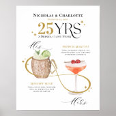 Signature Drinks Hochzeitliches Cocktailmenü Poster (Vorne)