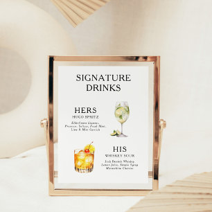 Signature-Drinks Hochzeits-Cocktail-Menü Poster