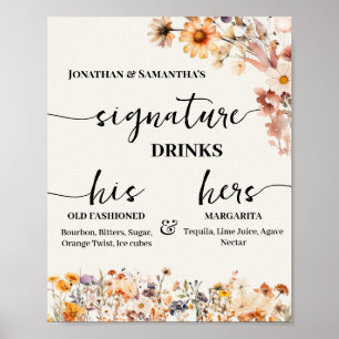 Signature Drinks Hochzeitsempfang Herbst Wildblume Poster