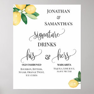 Signature Drinks Hochzeitsempfang Zitronen unterze Poster