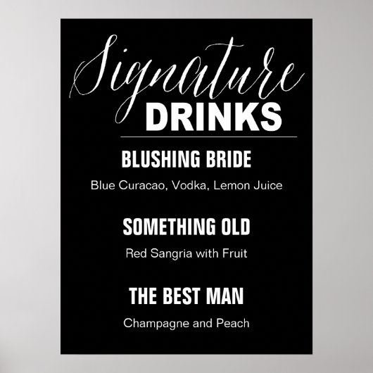 Signature Drinks Hochzeitszeichen schwarzer Hinter Poster (Vorne)