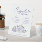 Signature Drinks Lavendel Rose & Blüten Hochzeit Sockelschild (In SItu)
