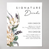 Signature Drinks mit weißer Blüte Poster (Vorne)
