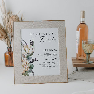 Signature Drinks mit weißer Blüte Poster