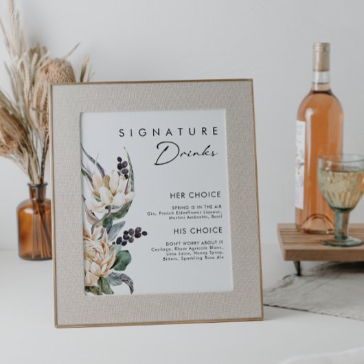 Signature Drinks mit weißer Blüte Poster