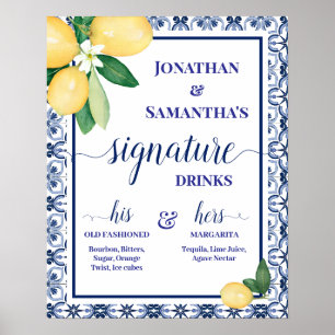 Signature-Drinks Mittelmeer-Hochzeitsempfang Poster