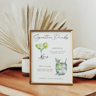 Signature-Drinks Modern Schwarz Weiß Poster