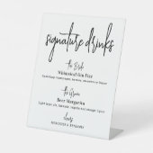 Signature Drinks Moderne kalligraphische Hochzeits Sockelschild (Vorderseite)